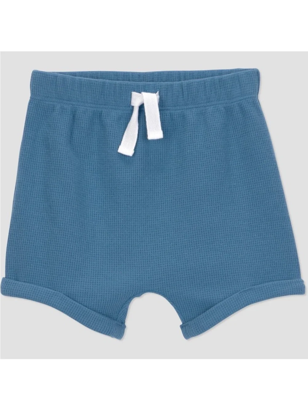3pc Athletic Blue Waffle-Knit Baby Short Set with Grey Sports Print Bodysuit
